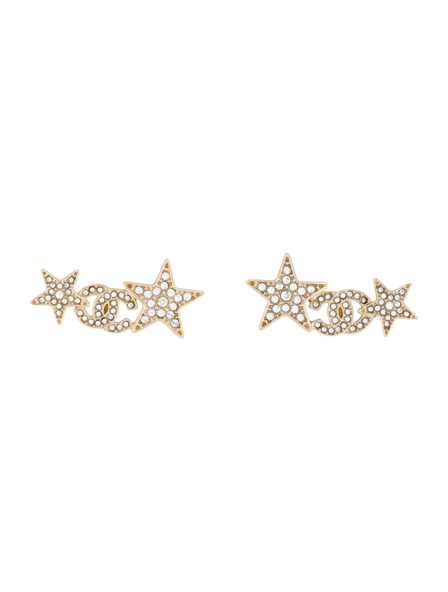 Chanel 2023 Strass CC Star Ear Climber Earrings